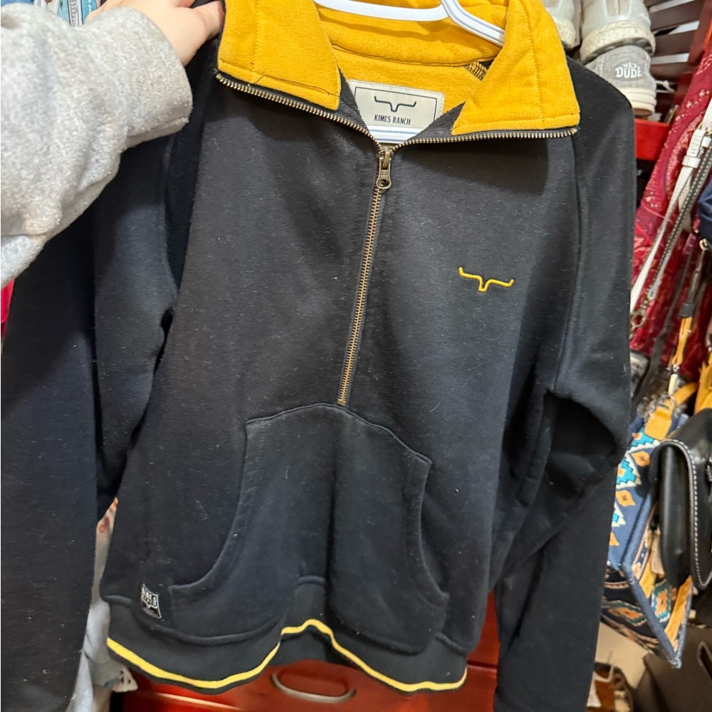 Kimes Ranch Black and Yellow Half-Zip Sweatshirt